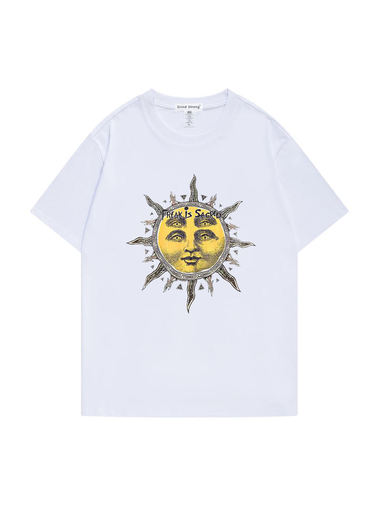 White Celestial Sun Graphic T-Shirt