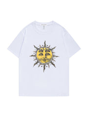 White Celestial Sun Graphic T-Shirt