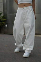 White Classic Low-Rise Baggy Jeans