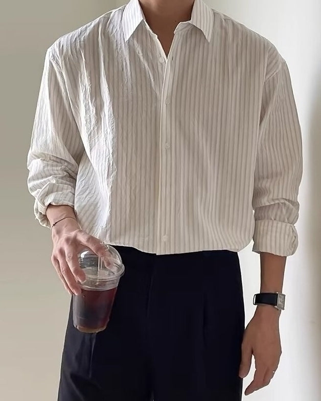 White Classic Stripes Long Sleeves Shirt