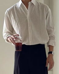 White Classic Stripes Long Sleeves Shirt