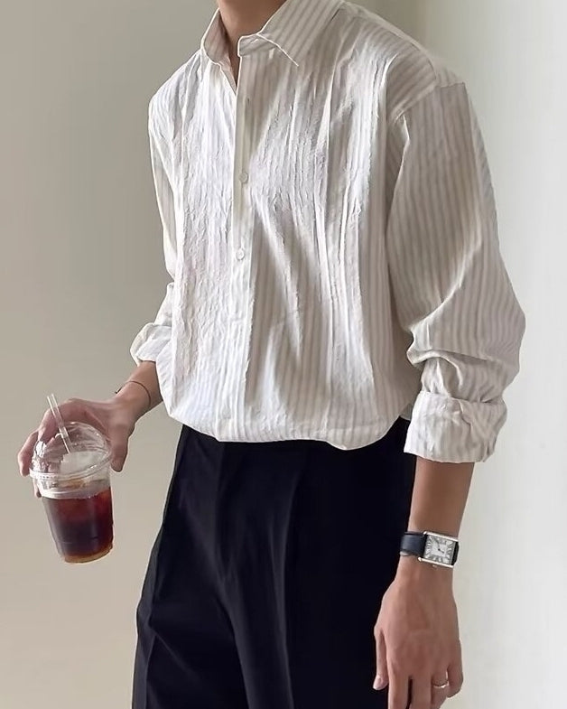 White Classic Stripes Long Sleeves Shirt