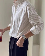 White Classic Stripes Long Sleeves Shirt