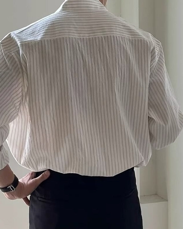 White Classic Stripes Long Sleeves Shirt