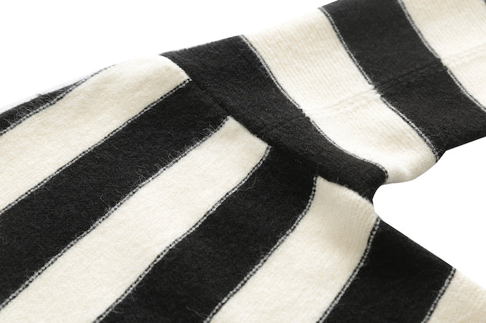 White Collared Stripes Sweater