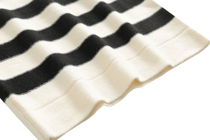 White Collared Stripes Sweater