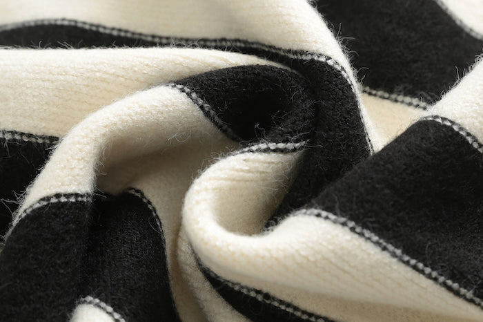 White Collared Stripes Sweater