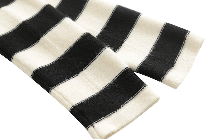 White Collared Stripes Sweater