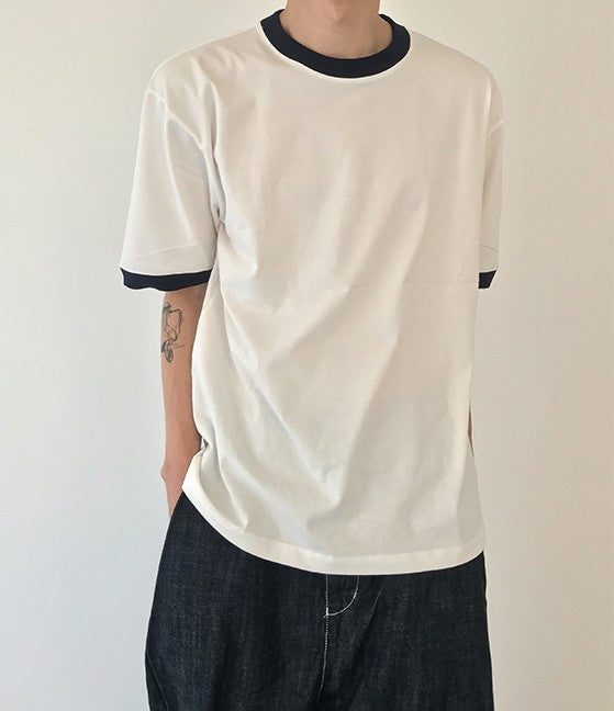 White Contrast Crewneck T-Shirt