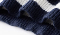 White Contrast Trim Cable Knit Sweater