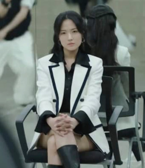 White Contrasting Double-Breasted Blazer And Pants Set