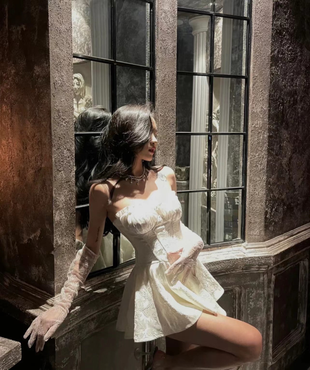 White Corset Tube Mini Dress