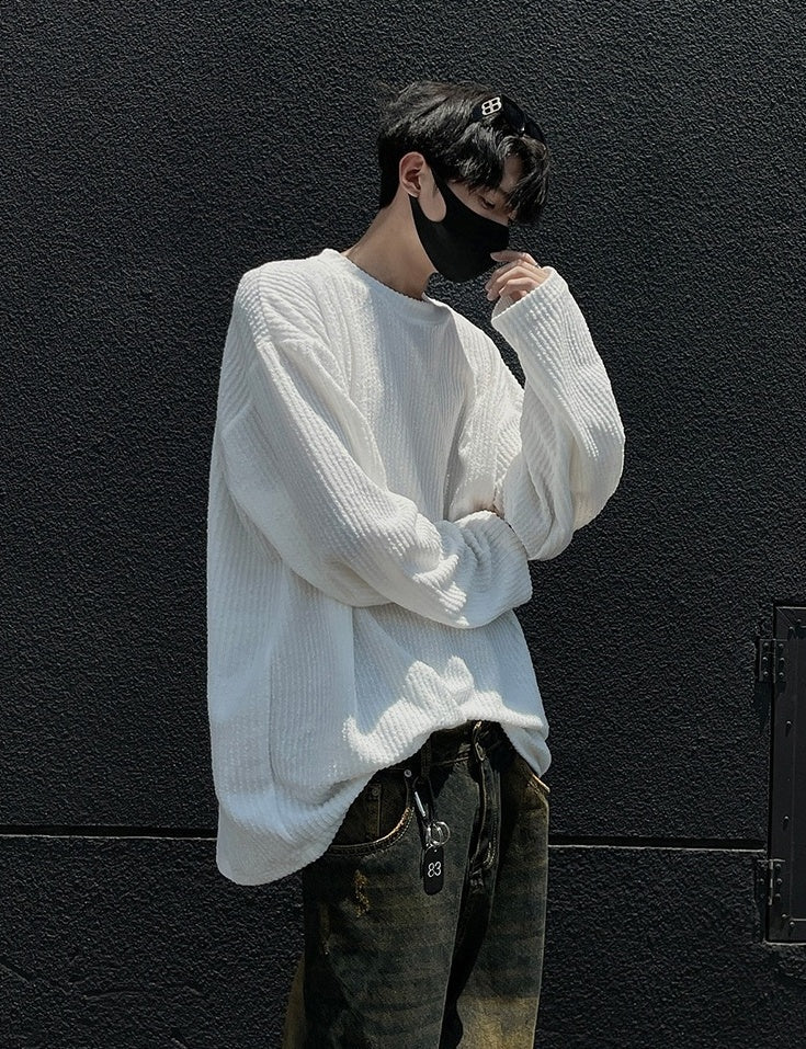 White Crew Neck Ribbed T-Shirt