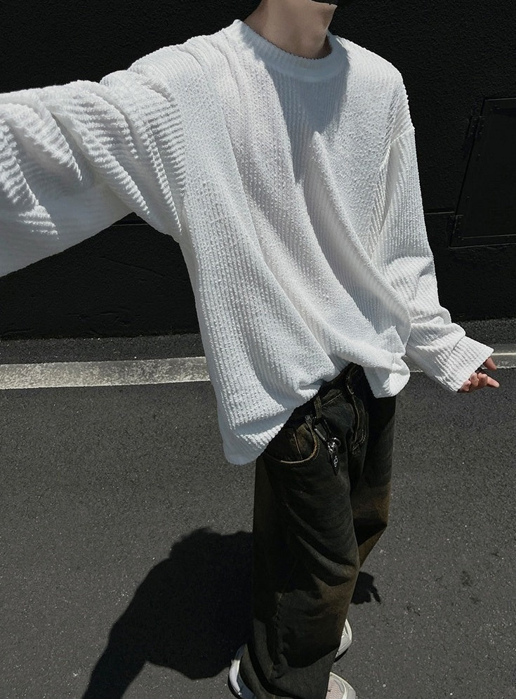 White Crew Neck Ribbed T-Shirt