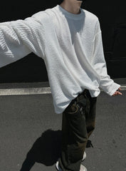 White Crew Neck Ribbed T-Shirt