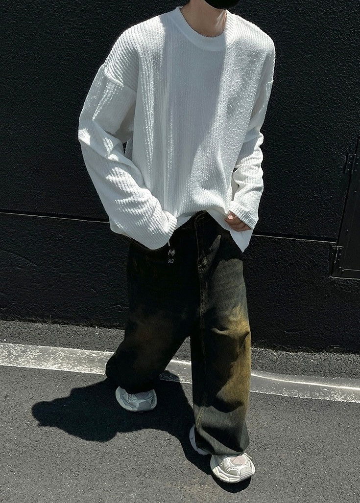 White Crew Neck Ribbed T-Shirt
