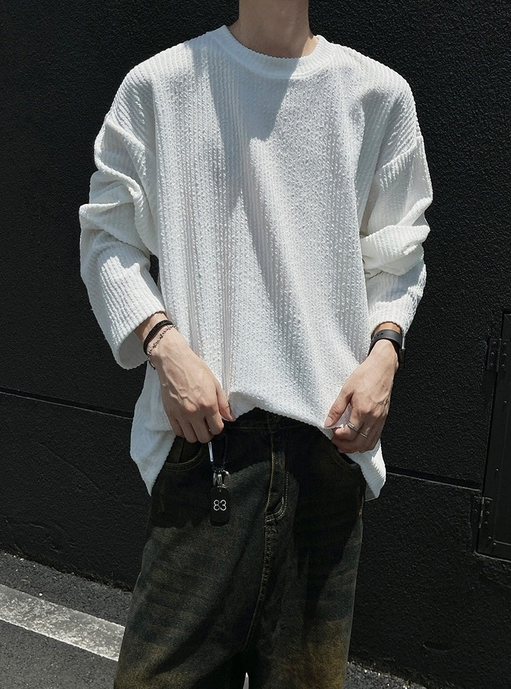 White Crew Neck Ribbed T-Shirt