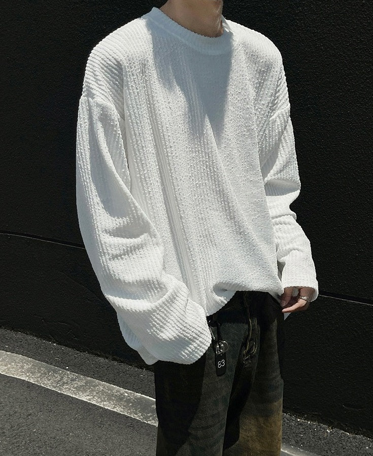 White Crew Neck Ribbed T-Shirt