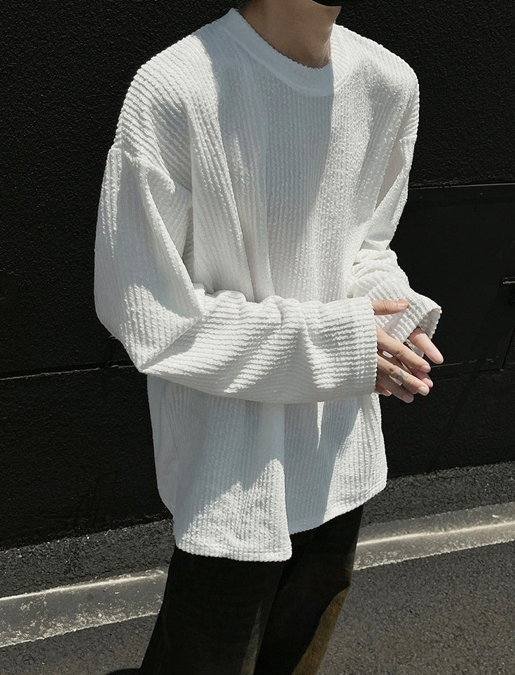 White Crew Neck Ribbed T-Shirt