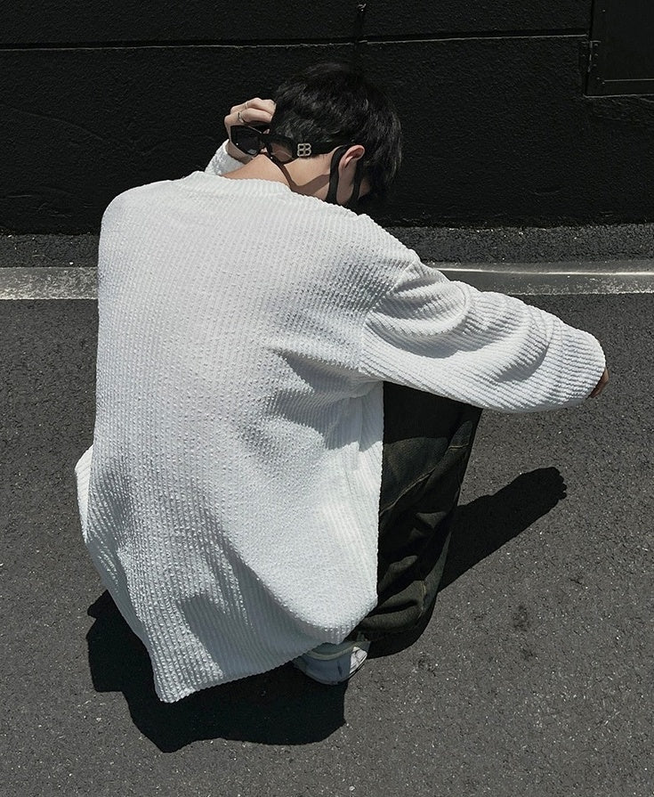 White Crew Neck Ribbed T-Shirt