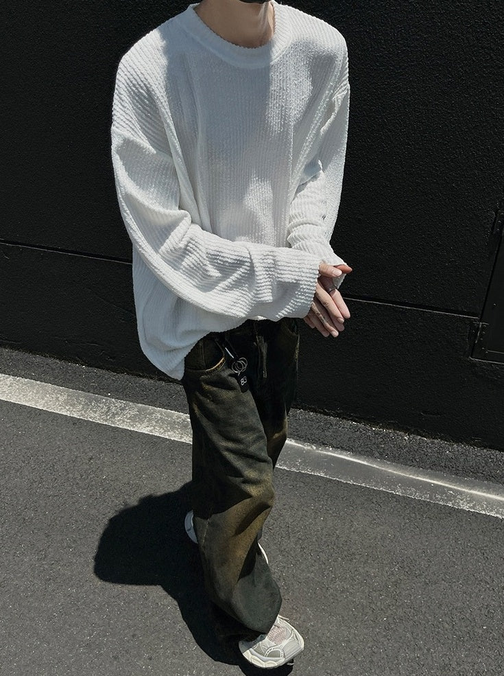 White Crew Neck Ribbed T-Shirt