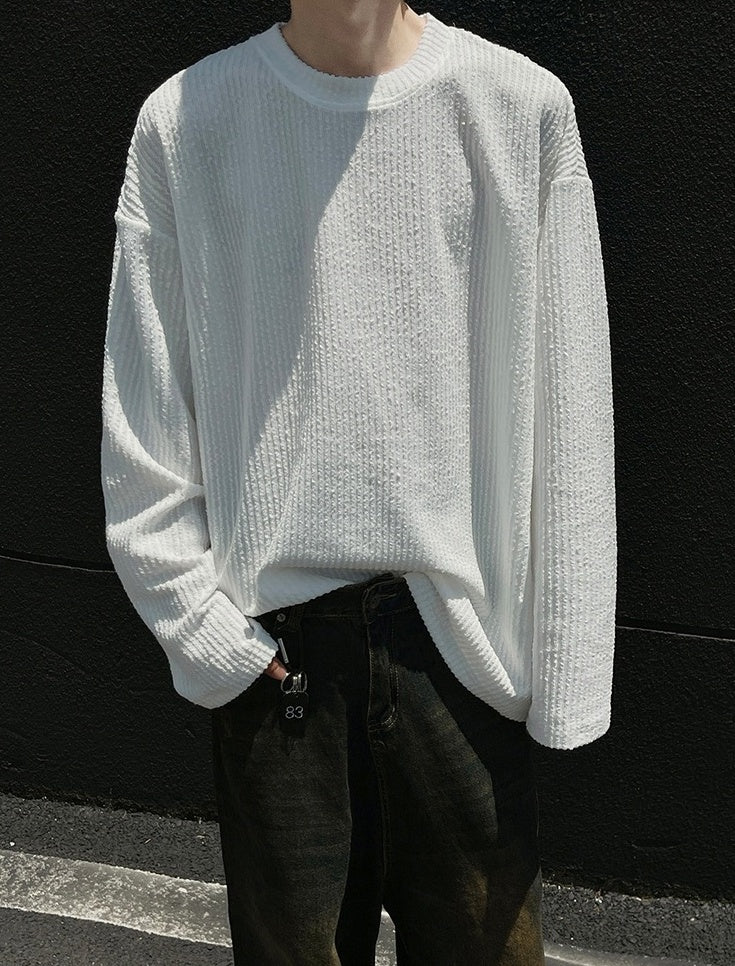 White Crew Neck Ribbed T-Shirt