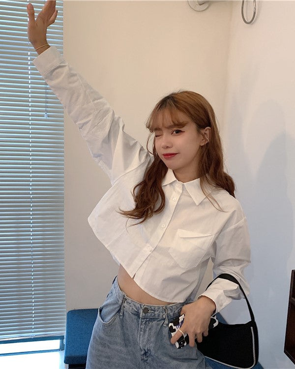 White Crop Shirt