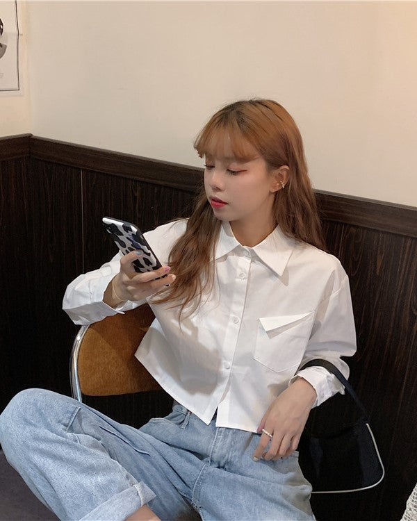White Crop Shirt