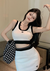 White Cross Knit Top