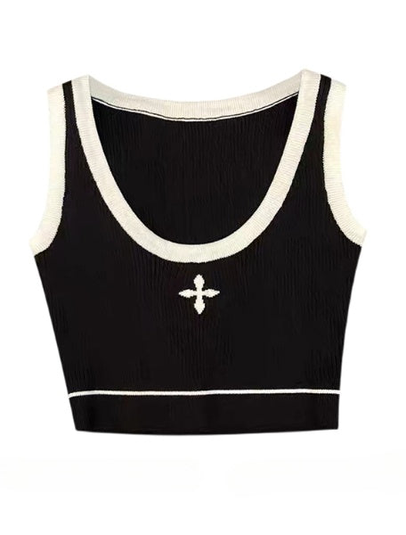 White Cross Knit Top