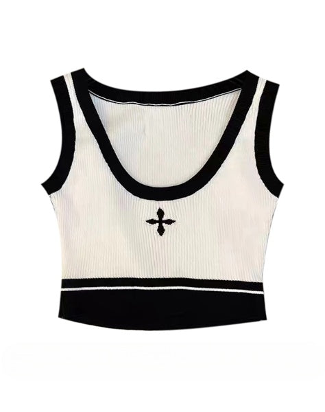 White Cross Knit Top