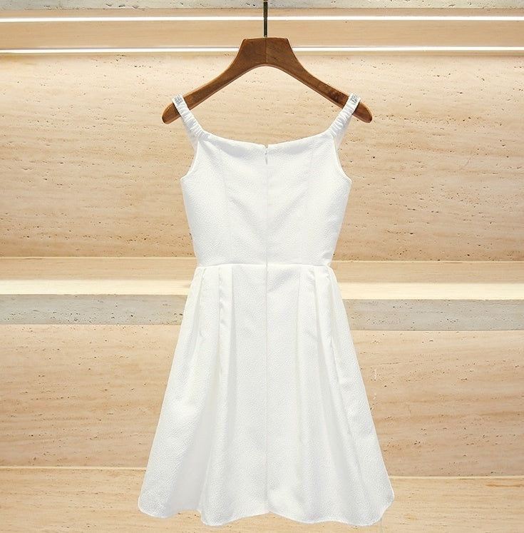 White Crystal Embellished Cocktail Dress