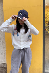 White Cute Skier Cardigan