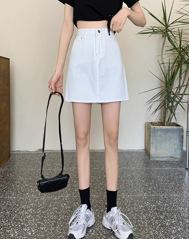 White Denim Mini Skirt