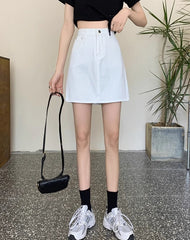 White Denim Mini Skirt