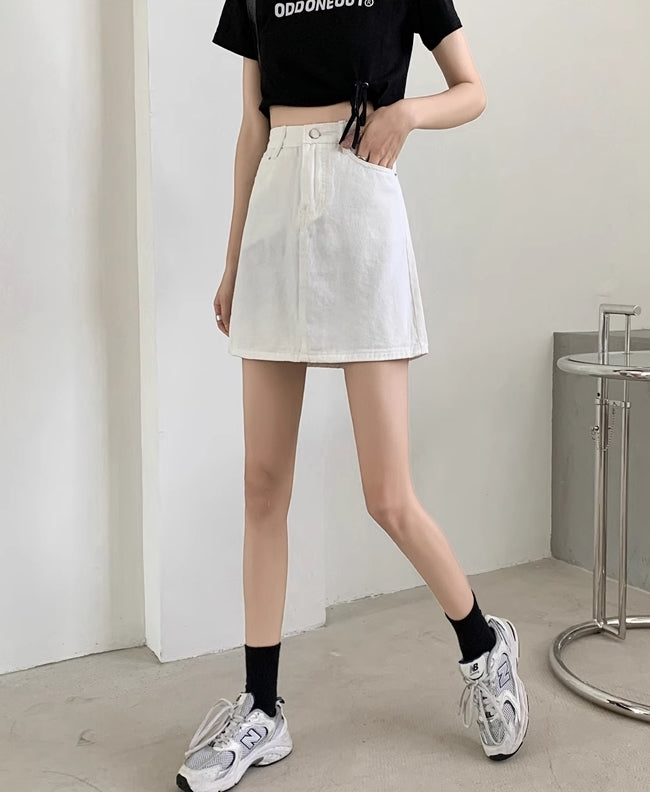 White Denim Mini Skirt