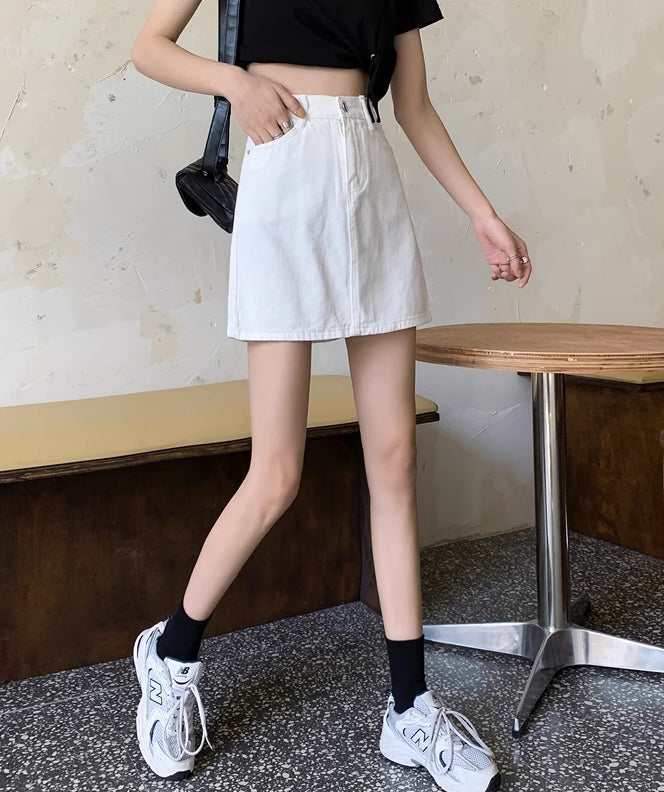 White Denim Mini Skirt