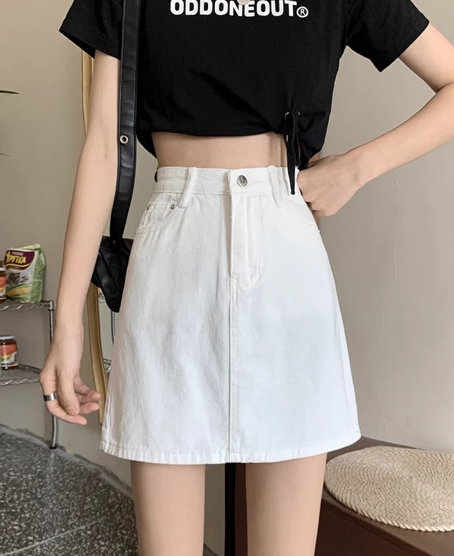White Denim Mini Skirt