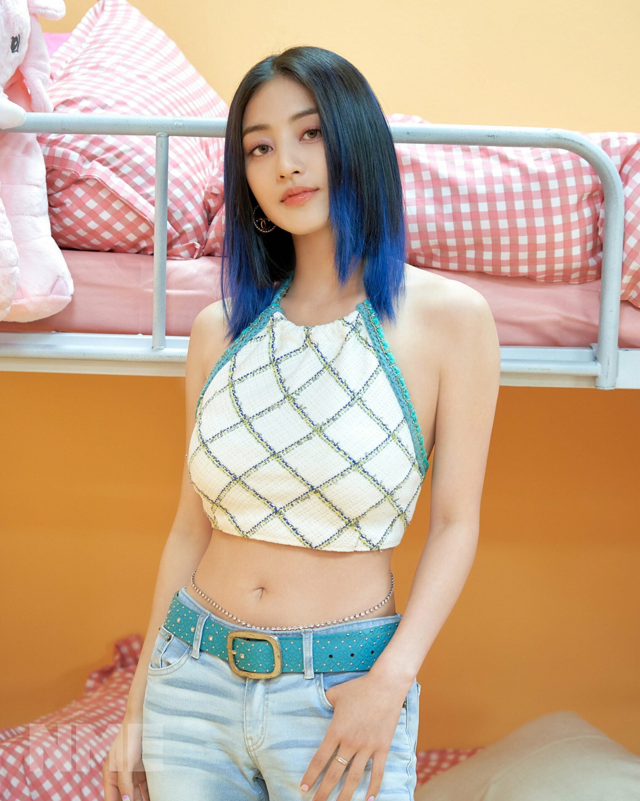 White Diamond Pattern Halter Top