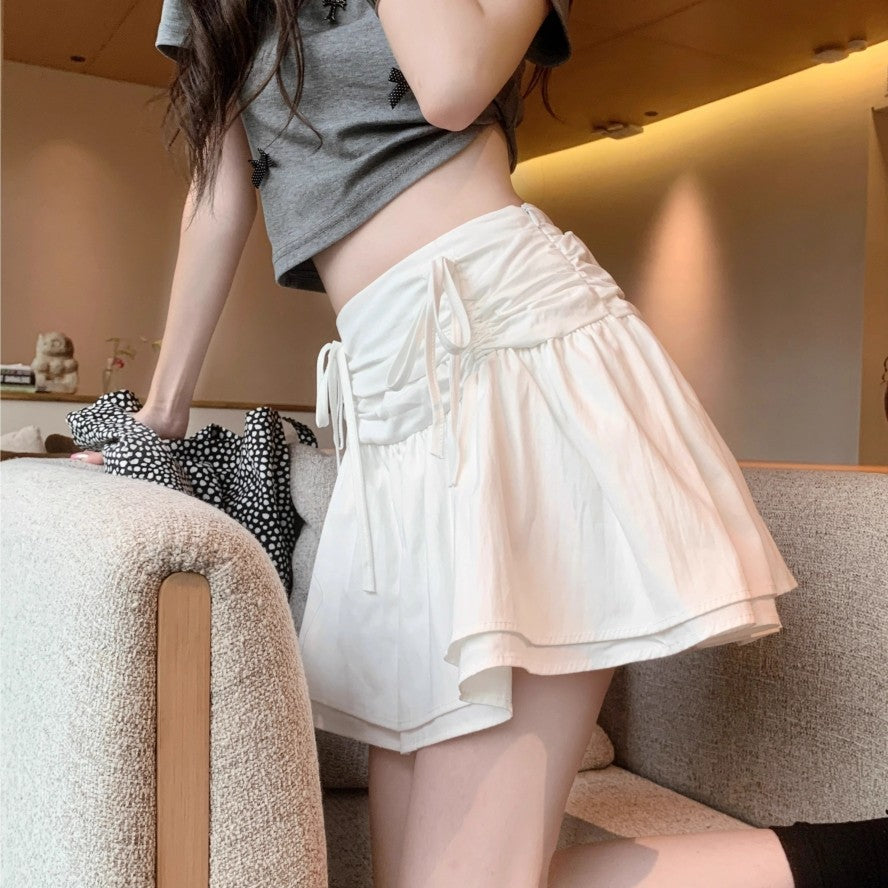 White Double Bow Mini Skirt