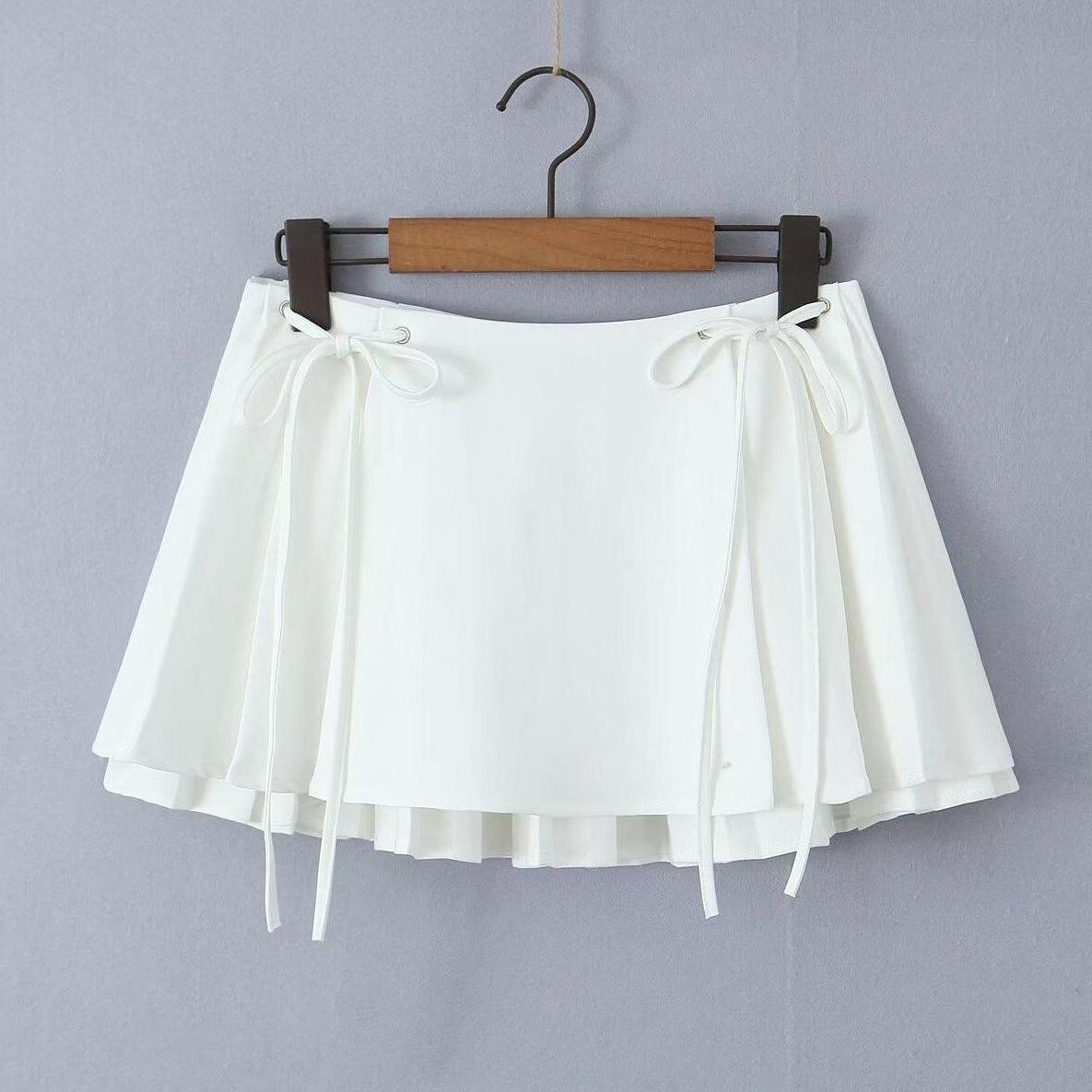 White Drawstring Ribbon Skirt