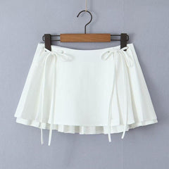 White Drawstring Ribbon Skirt