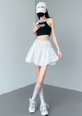 White Dual Drawstrings Skirt