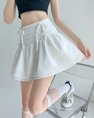 White Dual Drawstrings Skirt