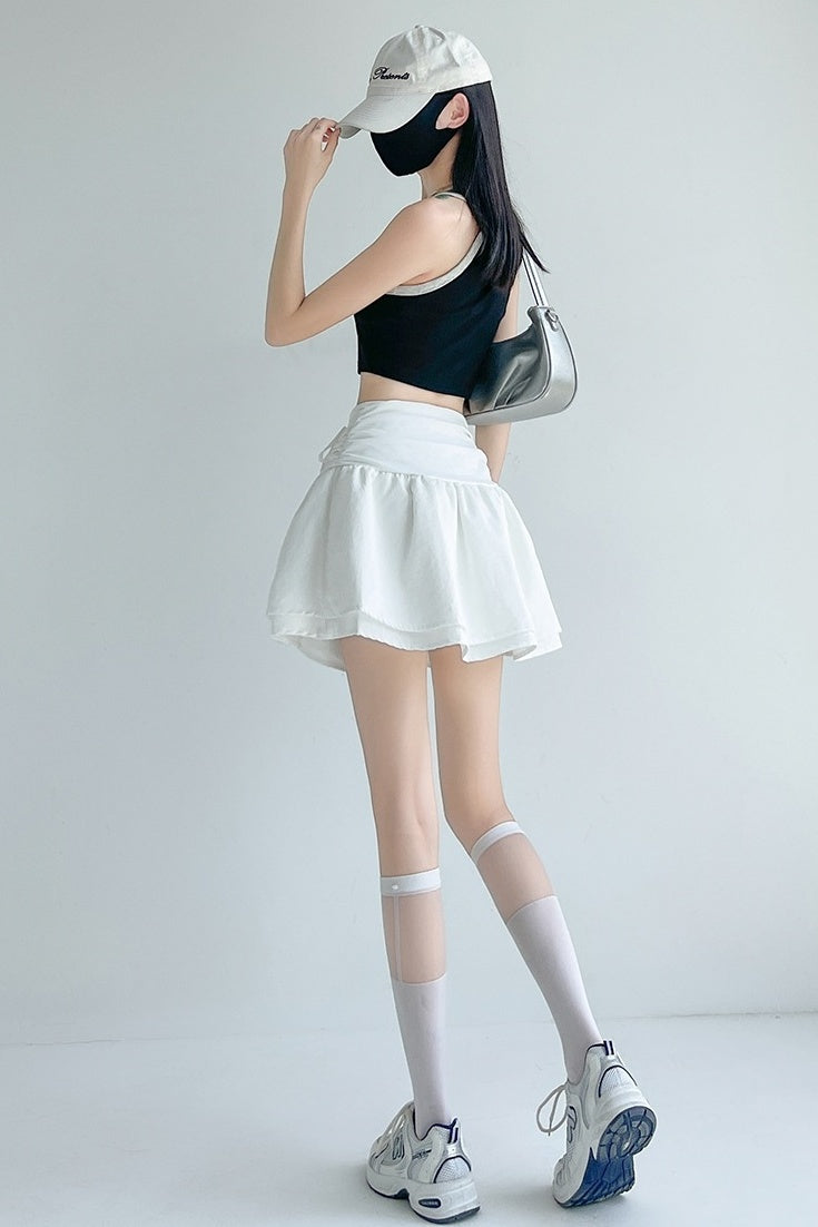 White Dual Drawstrings Skirt