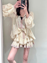 Beige Embroidered Boho Top