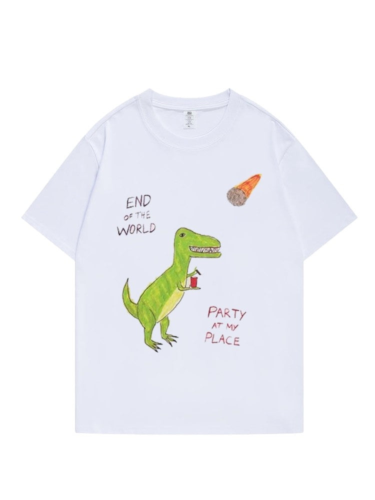 White 'End Of The World' Dinosaur T-Shirt