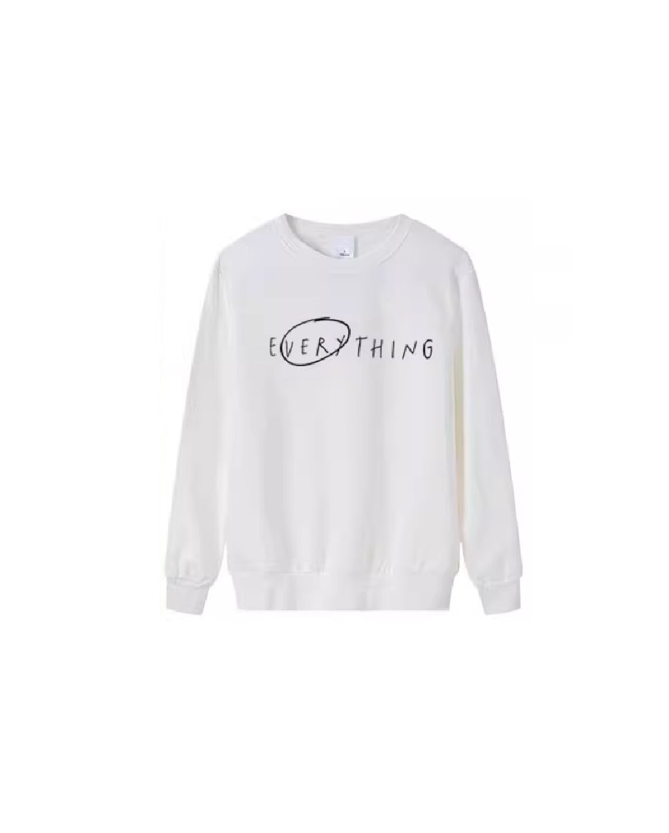 White Everything Print Sweatshirt