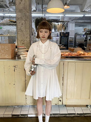 White Flared Shirt Dress