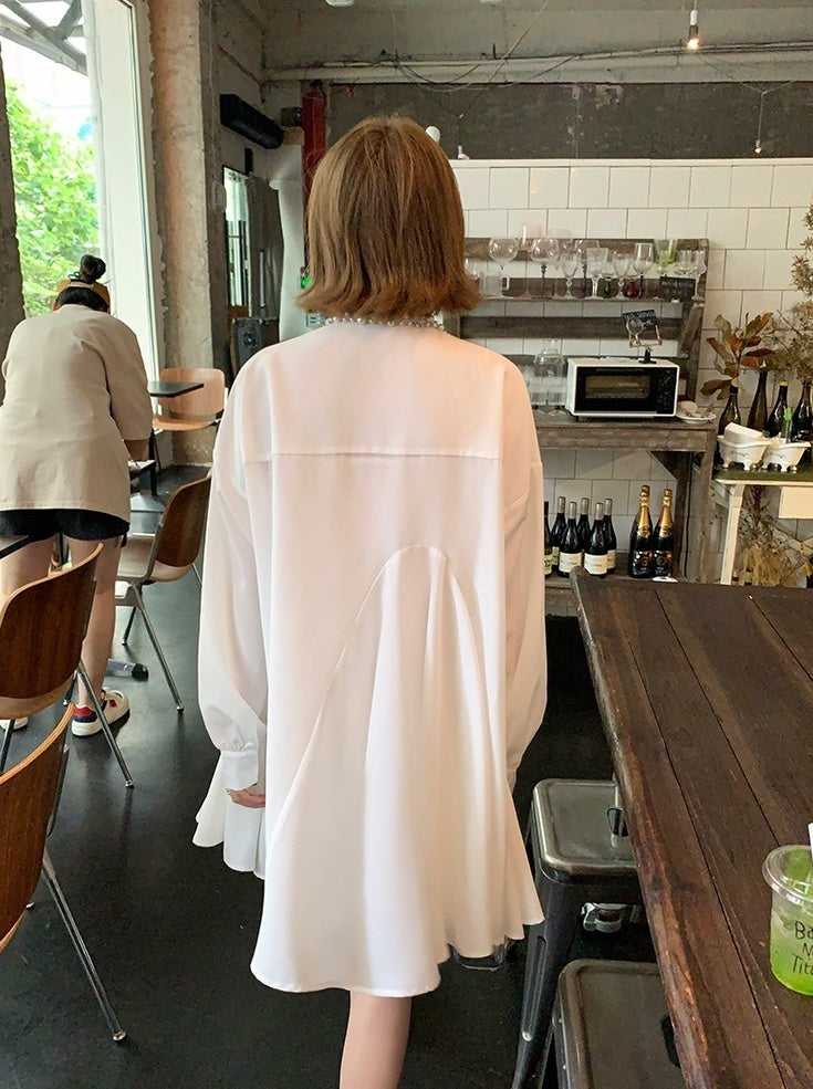 White Flared Shirt Dress
